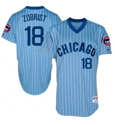 Men's Majestic Chicago Cubs #18 Ben Zobrist Authentic Blue Cooperstown Throwback MLB Jersey