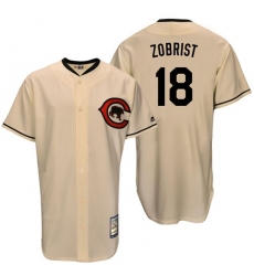 Men's Majestic Chicago Cubs #18 Ben Zobrist Authentic Cream Cooperstown Throwback MLB Jersey