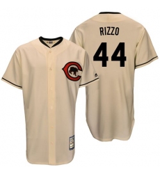 Men's Majestic Chicago Cubs #44 Anthony Rizzo Authentic Cream Cooperstown Throwback MLB Jersey