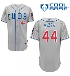 Men's Majestic Chicago Cubs #44 Anthony Rizzo Authentic Grey Alternate Road Cool Base MLB Jersey