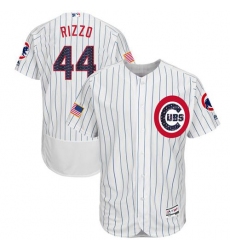 Men's Majestic Chicago Cubs #44 Anthony Rizzo White Stars & Stripes Authentic Collection Flex Base MLB Jersey