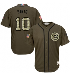Men's Majestic Chicago Cubs #10 Ron Santo Authentic Green Salute to Service MLB Jersey