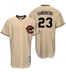 Men's Majestic Chicago Cubs #23 Ryne Sandberg Replica Cream Cooperstown Throwback MLB Jersey