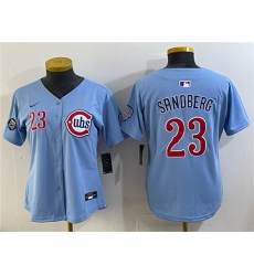 Women's Chicago Cubs #23 Ryne Sandberg Blue 'Ryne Sandberg Tribute' Vapor Limited V2 Stitched Baseball Jersey(Run Small)