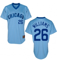 Men's Majestic Chicago Cubs #26 Billy Williams Authentic Blue/White Strip Cooperstown Throwback MLB Jersey