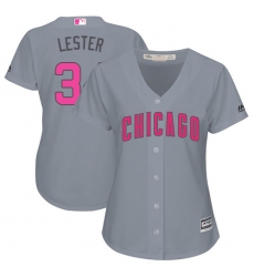 Women's Majestic Chicago Cubs #34 Jon Lester Authentic Grey Mother's Day Cool Base MLB Jersey