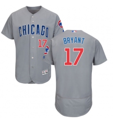 Men's Majestic Chicago Cubs #17 Kris Bryant Grey Road Flex Base Authentic Collection MLB Jersey