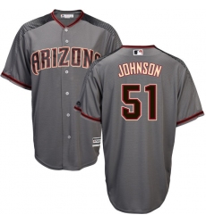 Men's Majestic Arizona Diamondbacks #51 Randy Johnson Replica Grey Road Cool Base MLB Jersey