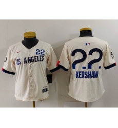 Women's Los Angeles Dodgers #22 Clayton Kershaw Cream 2024 City Connect Limited Jersey