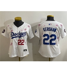 Women's Los Angeles Dodgers #22 Clayton Kershaw White 2025 Tokyo Series Limited Stitched Baseball Jersey(Run Small)