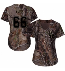 Women's Majestic Los Angeles Dodgers #66 Yasiel Puig Authentic Camo Realtree Collection Flex Base MLB Jersey