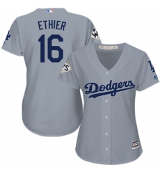 Women's Majestic Los Angeles Dodgers #16 Andre Ethier Authentic Grey Road 2017 World Series Bound Cool Base MLB Jersey