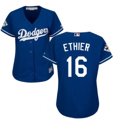 Women's Majestic Los Angeles Dodgers #16 Andre Ethier Authentic Royal Blue Alternate 2017 World Series Bound Cool Base MLB Jersey