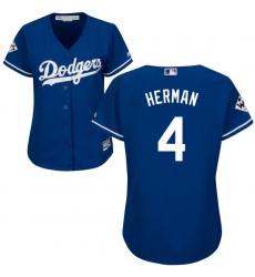 Women's Majestic Los Angeles Dodgers #4 Babe Herman Replica Royal Blue Alternate 2017 World Series Bound Cool Base MLB Jersey