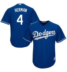 Youth Majestic Los Angeles Dodgers #4 Babe Herman Authentic Royal Blue Alternate Cool Base MLB Jersey