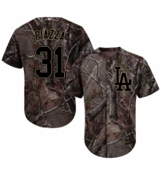 Men's Majestic Los Angeles Dodgers #31 Mike Piazza Authentic Camo Realtree Collection Flex Base MLB Jersey