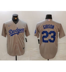 Men's Los Angeles Dodgers #23 Kirk Gibson Grey Cool Base Stitched Jersey