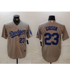 Men's Los Angeles Dodgers #23 Kirk Gibson Number Grey Cool Base Stitched Jerseys