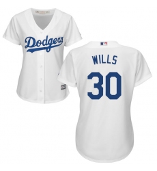 Women's Majestic Los Angeles Dodgers #30 Maury Wills Authentic White Home Cool Base MLB Jersey