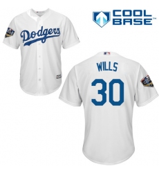 Youth Majestic Los Angeles Dodgers #30 Maury Wills Authentic White Home Cool Base 2018 World Series MLB Jersey