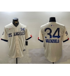 Men's Los Angeles Dodgers #34 Fernando Valenzuela Authentic Collection Stitched MLB Jersey