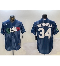 Men's Los Angeles Dodgers #34 Fernando Valenzuela blue Authentic Collection Stitched Jersey