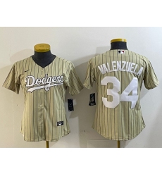 Women's Los Angeles Dodgers #34 Fernando Valenzuela Authentic Collection Stitched MLB Jersey