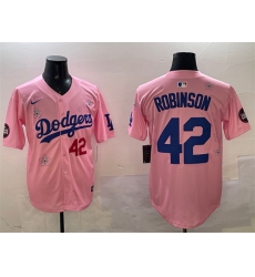 Men's Los Angeles Dodgers #42 Jackie Robinson Pink 2025 Tokyo Series Limited Stitched Baseball Jersey