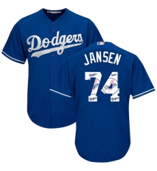 Men's Majestic Los Angeles Dodgers #74 Kenley Jansen Authentic Royal Blue Team Logo Fashion Cool Base MLB Jersey