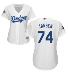 Women's Majestic Los Angeles Dodgers #74 Kenley Jansen Authentic White Home 2017 World Series Bound Cool Base MLB Jersey