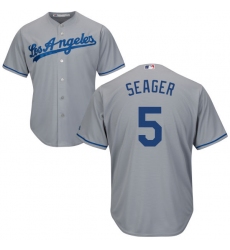 Men's Majestic Los Angeles Dodgers #5 Corey Seager Replica Grey Road Cool Base MLB Jersey