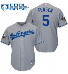 Youth Majestic Los Angeles Dodgers #5 Corey Seager Authentic Grey Road Cool Base 2018 World Series MLB Jersey