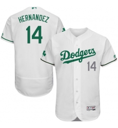Men's Majestic Los Angeles Dodgers #14 Enrique Hernandez White Celtic Flexbase Authentic Collection MLB Jersey