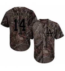 Youth Majestic Los Angeles Dodgers #14 Enrique Hernandez Authentic Camo Realtree Collection Flex Base MLB Jersey
