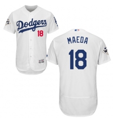 Men's Majestic Los Angeles Dodgers #18 Kenta Maeda Authentic White Home 2017 World Series Bound Flex Base MLB Jersey