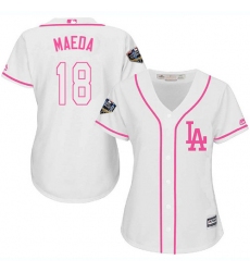 Women's Majestic Los Angeles Dodgers #18 Kenta Maeda Authentic White Fashion Cool Base 2018 World Series MLB Jersey