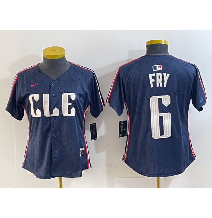 Women's Cleveland Guardians #6 David Fry Navy 2024 City Connect Limited Stitched Jersey