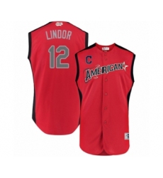 Youth Cleveland Indians #12 Francisco Lindor Authentic Red American League 2019 Baseball All-Star Jersey
