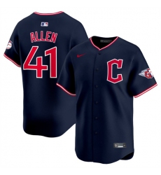 Men's Cleveland Guardians #41 Carlos Allen Navy 2025 Alternate Limited Stitched Baseball Jersey