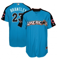 Men's Majestic Cleveland Indians #23 Michael Brantley Authentic Blue American League 2017 MLB All-Star MLB Jersey