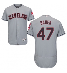 Men's Majestic Cleveland Indians #47 Trevor Bauer Grey Road Flex Base Authentic Collection MLB Jersey