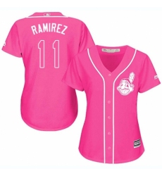 Women's Majestic Cleveland Indians #11 Jose Ramirez Replica Pink Fashion Cool Base MLB Jersey