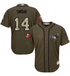 Youth Majestic Toronto Blue Jays #14 Justin Smoak Authentic Green Salute to Service MLB Jersey