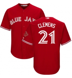Youth Majestic Toronto Blue Jays #21 Roger Clemens Authentic Scarlet Alternate MLB Jersey
