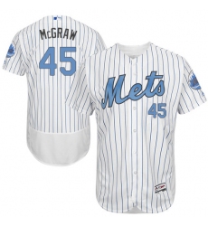 Men's Majestic New York Mets #45 Tug McGraw Authentic White 2016 Father's Day Fashion Flex Base MLB Jersey