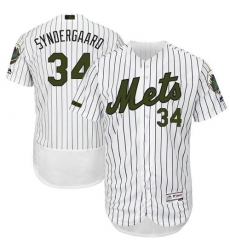 Men's Majestic New York Mets #34 Noah Syndergaard White Memorial Day Authentic Collection Flex Base MLB Jersey