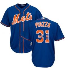 Men's Majestic New York Mets #31 Mike Piazza Authentic Royal Blue Team Logo Fashion Cool Base MLB Jersey