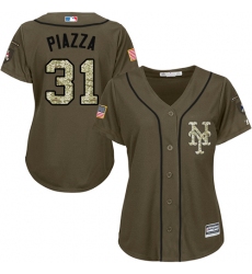 Women's Majestic New York Mets #31 Mike Piazza Authentic Green Salute to Service MLB Jersey