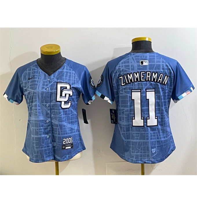 Youth Washington Nationals #11 Ryan Zimmerman Blue 2025 City Connect Limited Stitched Baseball Jersey
