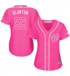 Women's Majestic Washington Nationals #56 Joe Blanton Replica Pink Fashion Cool Base MLB Jersey